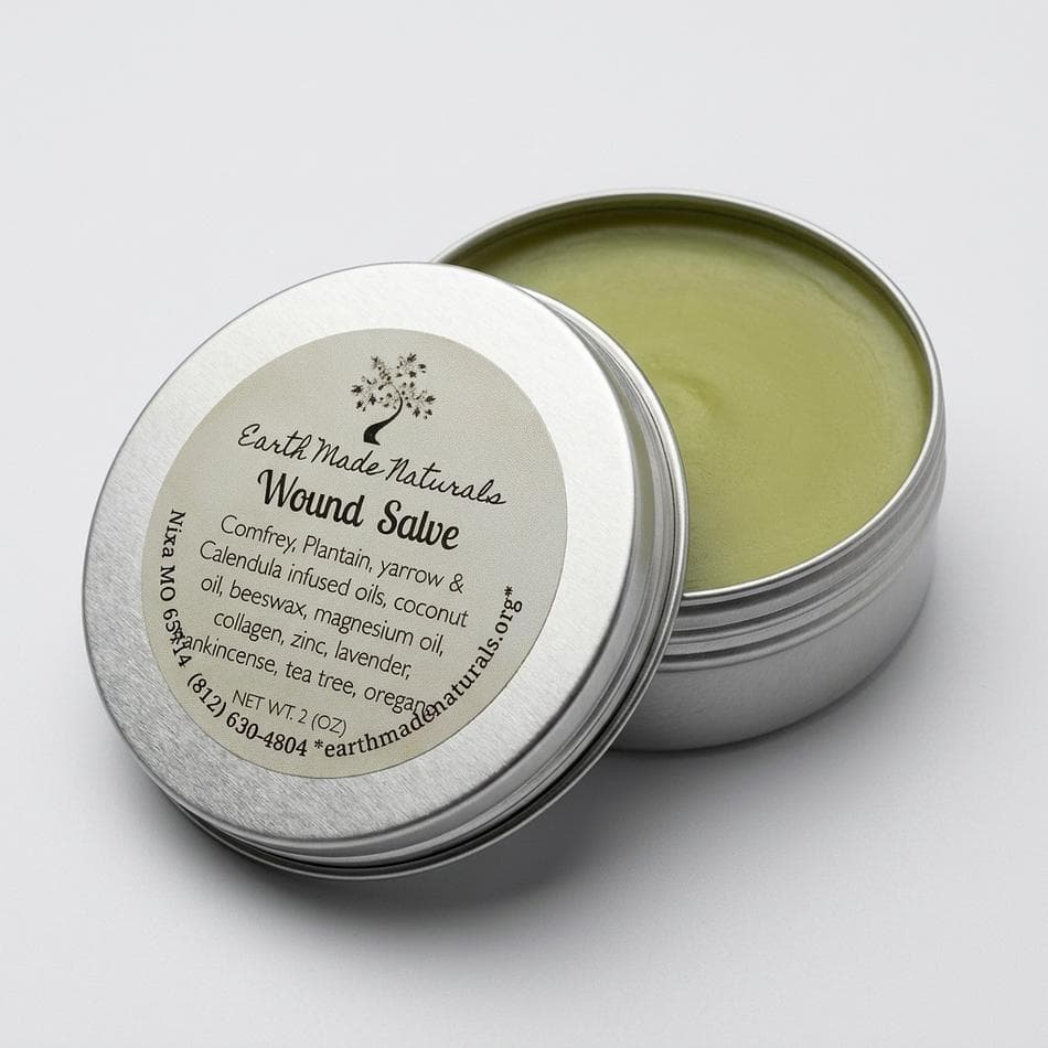 Herbal Wound Healing Salve, Calendula & Comfrey, Honey + Non-Nano Zinc Oxide, Skin Repair Balm, 1 Tin