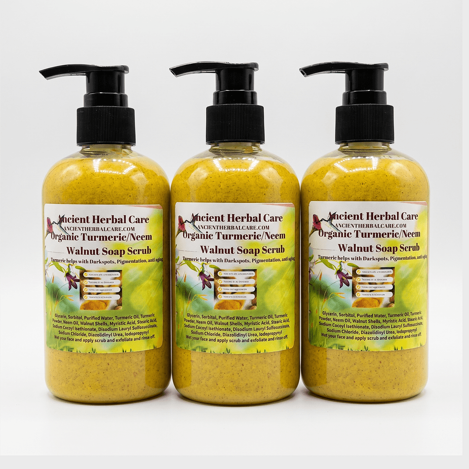 African Black Soap Scrub, Neem Oil & Turmeric Oil, Exfoliating Walnut Shell, Dark Spots & Body Acne, 1 Jar