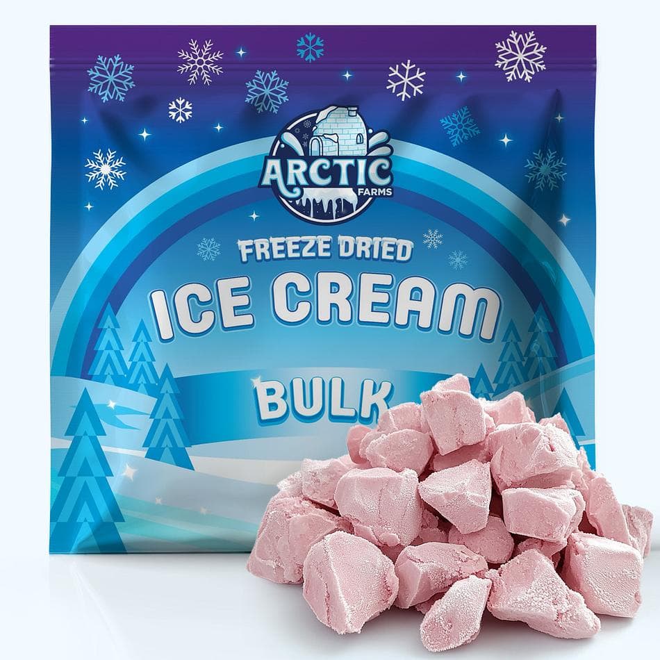 Freeze-Dried Ice Cream Bits, Cotton Candy Pink, No-Melt Crunchy Snack, Shelf-Stable, Bulk Bag (1 lb)