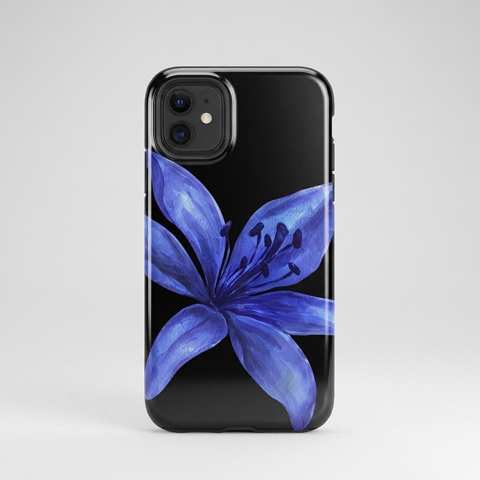 Tough iPhone Case, Polycarbonate + TPU Dual Layer, Tiger Lily Floral Y2K Design, Drop Protection, Glossy/Matte