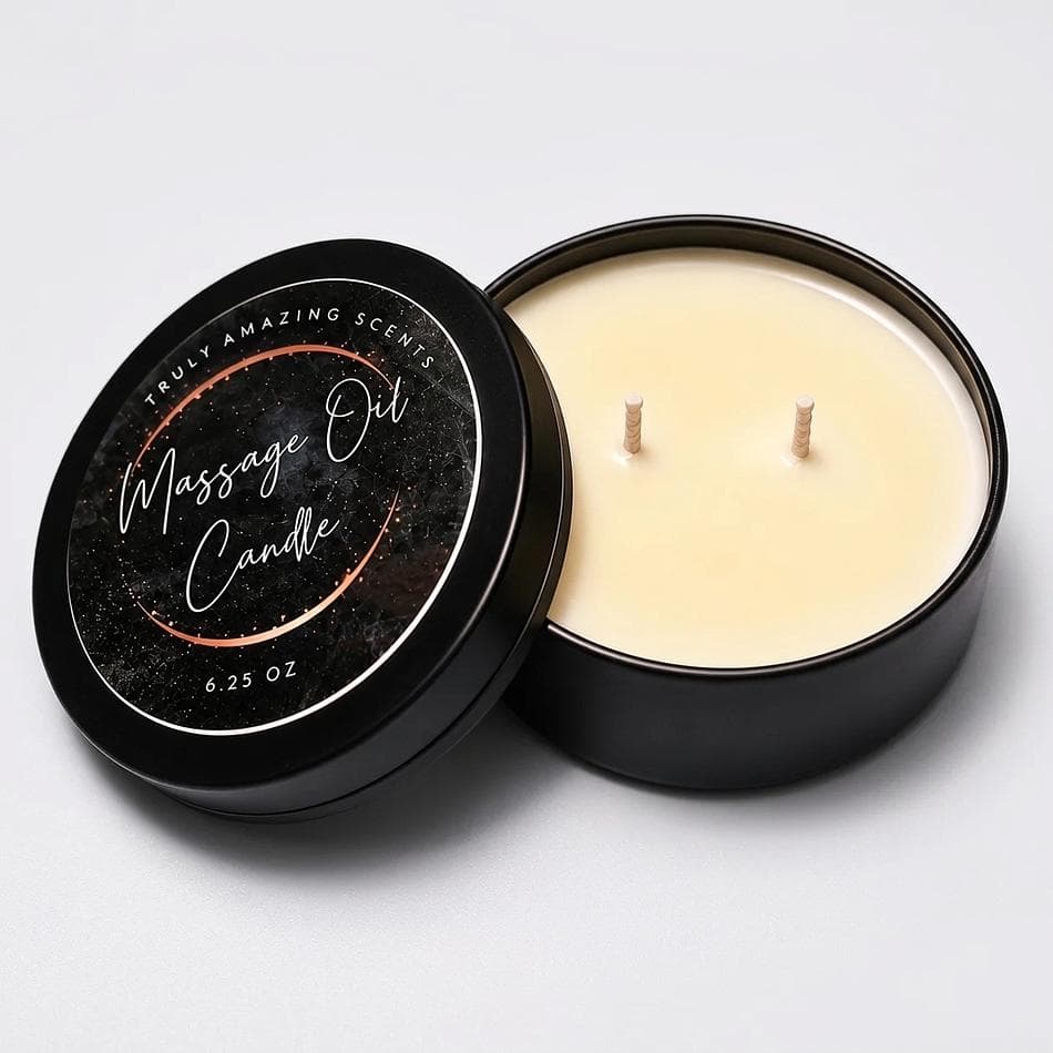 Massage Oil Candle, Soy Wax + Sweet Almond Oil + Shea Butter, Warm Skin-Softening Body Oil, 6.25 oz, 35–40 hr