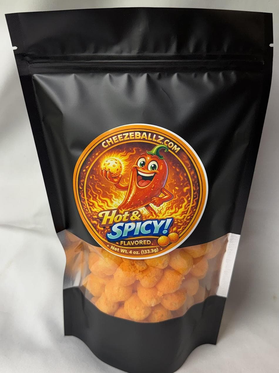 Hot & Spicy Cheese Balls, Gluten-Free Corn Puffs, Bold Heat & Cheesy Crunch, Resealable Pouch, 4 oz