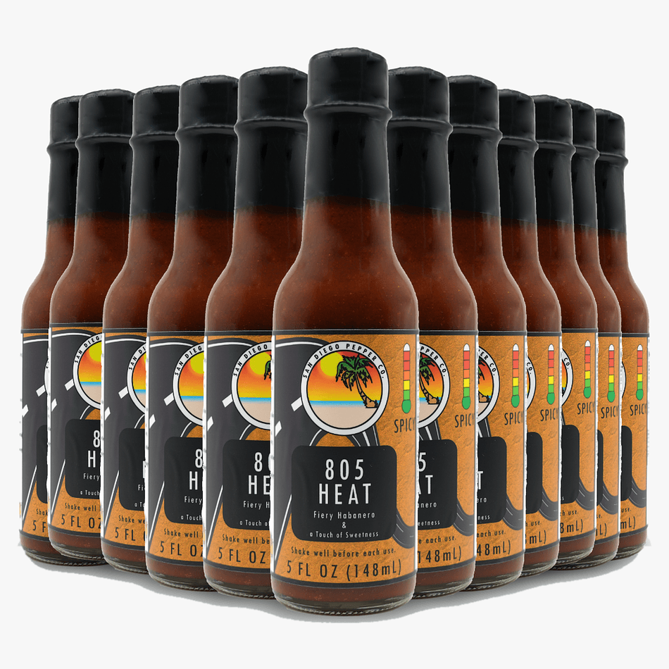 805 Heat | Sweet Heat Habanero Hot Sauce, Apple Cider Vinegar & Brown Sugar, Grill Glaze & Tacos, 5 oz Bottles, Case of 12