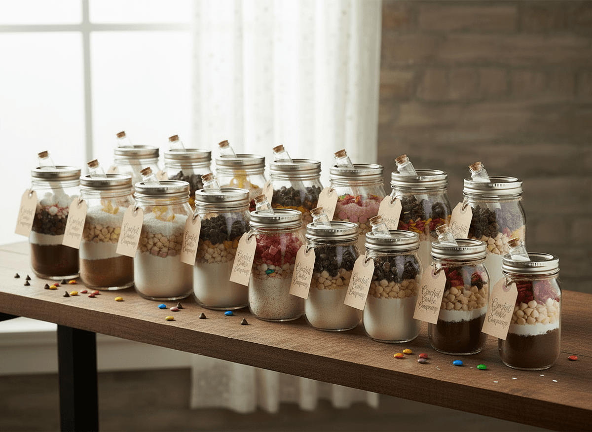 Mini Cookie Mix in a Jar Sampler, Variety Cookie Gift Pack, four 6oz  jars