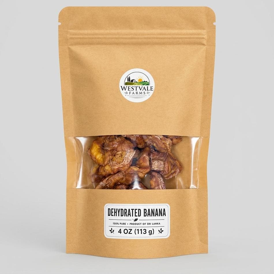 Dried Banana Slices, No Added Sugar, Single Ingredient Fruit Snack, Sri Lanka Sourced, 4 oz Resealable Bag