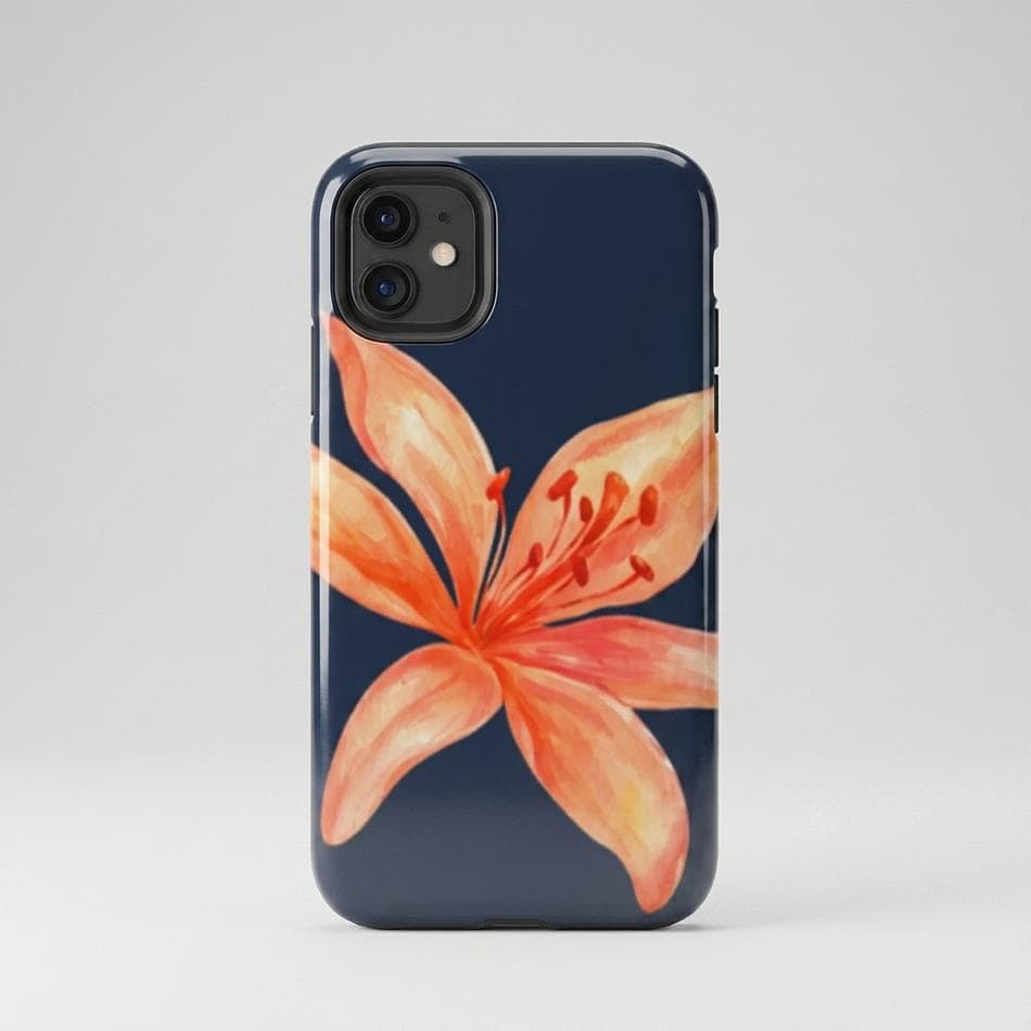 Dual-Layer iPhone Case, Polycarbonate + TPU, Y2K Coral Tiger Lily Floral, MagSafe/Wireless Charging, Glossy or Matte