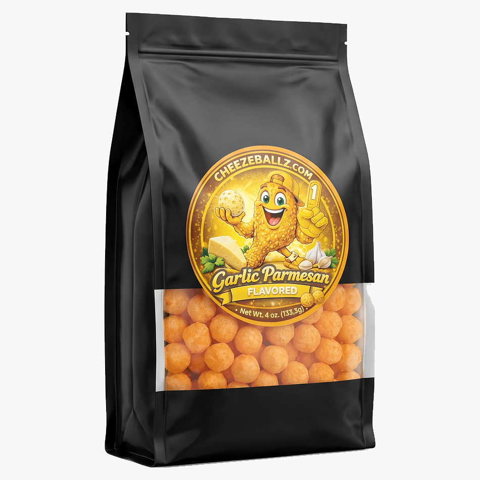 Garlic Parmesan Cheese Balls, Gluten-Free Cheesy Crunch Snack, Resealable Pouch, 4 oz