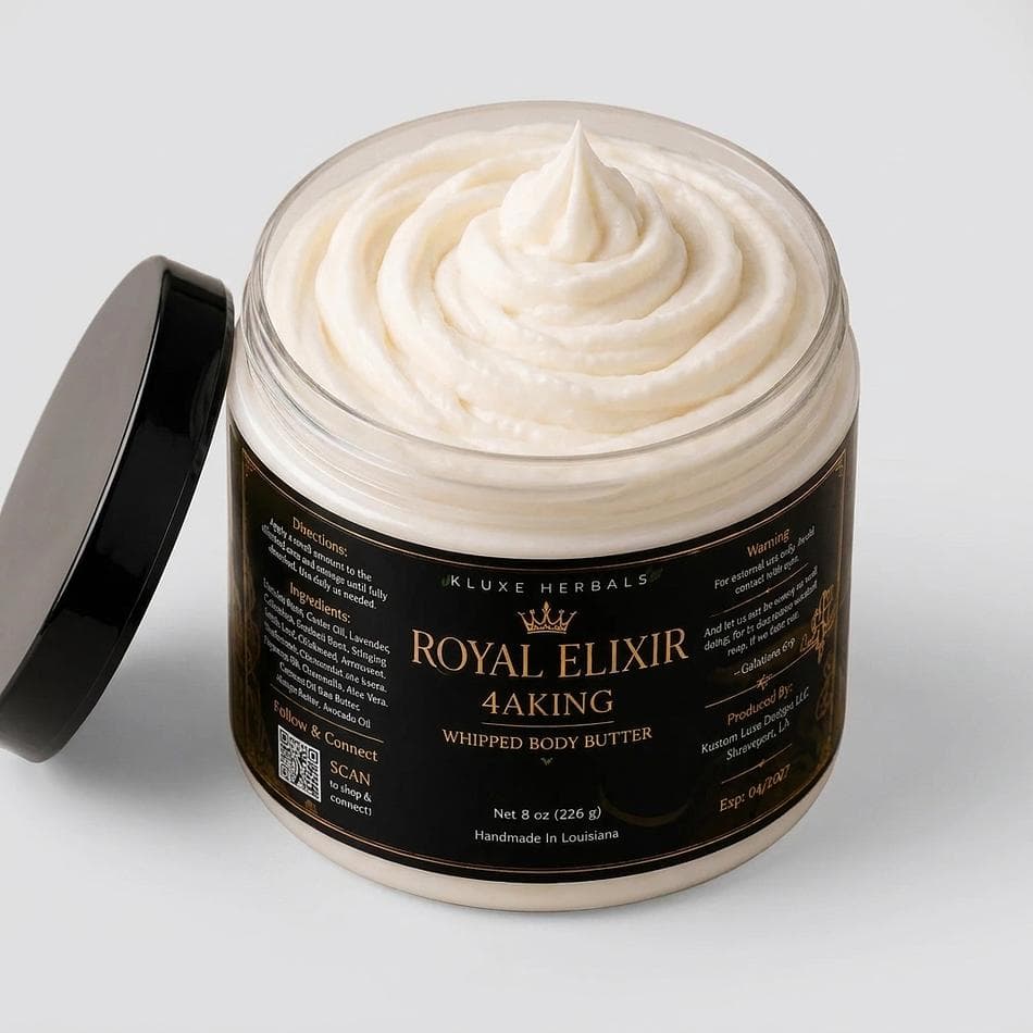 Organic Whipped Body Butter, Herbal-Infused Plant Oils, Deep Hydration for Dry Sensitive Skin, 8 oz Jar