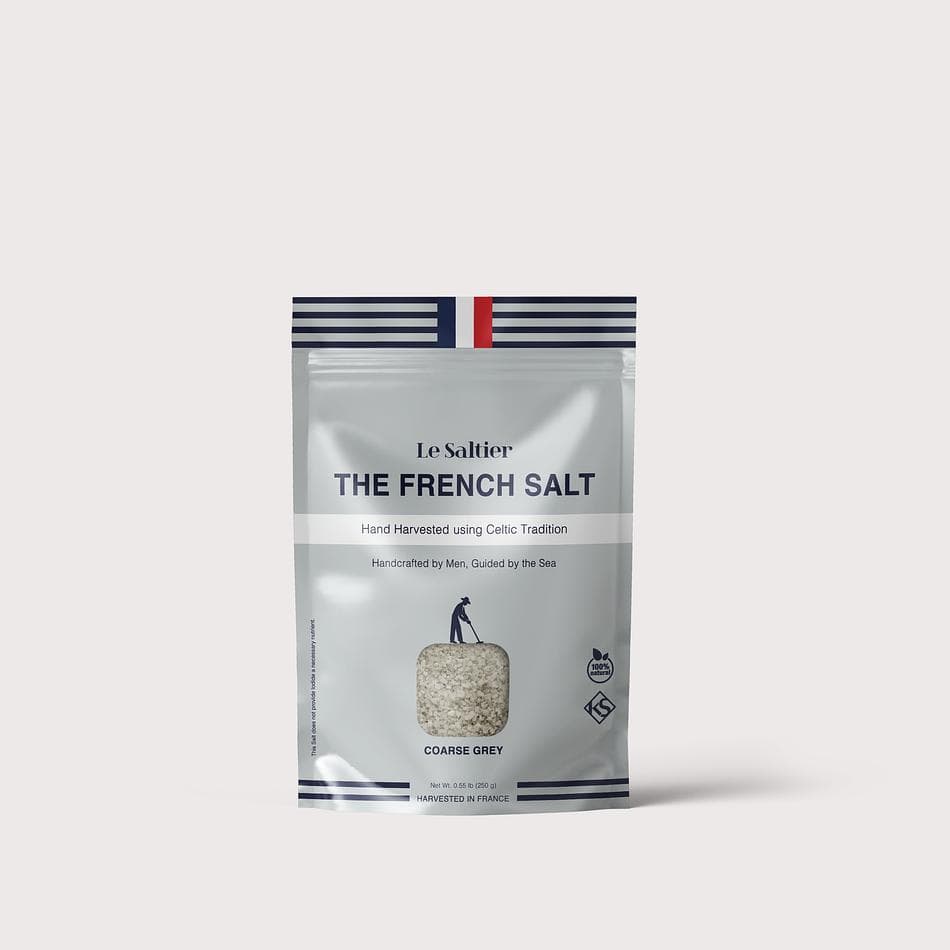 Coarse Grey French Sea Salt, Unrefined Mineral-Rich Cooking Salt, Whole Crystal Coarse Grain, 0.55 lb Bag