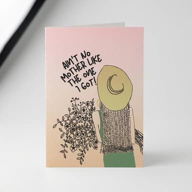 Mother’s Day Greeting Card, 100% Recycled Paper, Hand-Drawn Floral, Blank Inside, A2 Folded Card w/ Kraft Envelope