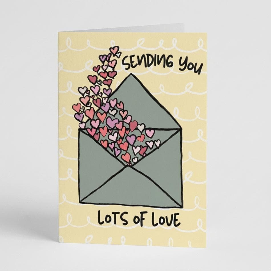 Recycled Paper Love Greeting Card, Hand-Drawn Hearts Envelope Design, Blank Inside, A2 4.5x5 in, Kraft Envelope Included