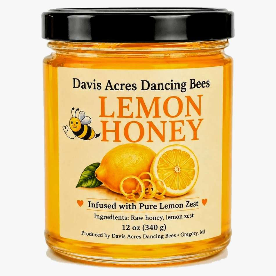Lemon Infused Raw Honey, Real Lemon Zest, Bright Citrus Flavor, Small Batch Jar