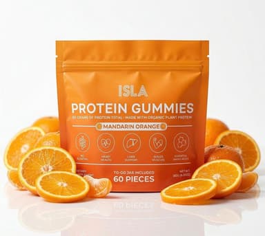 Plant-Based Protein Gummies, Pea Protein, Mandarin Orange, Won’t Melt in Heat, 2-Pack Bundle (2 x 60 Gummies)
