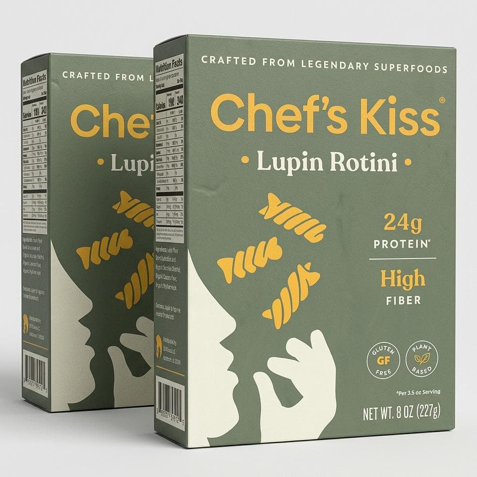Lupin  Protein  Rotini  Pasta (4pack), Chocho Lupins, High Protein & High Fiber, Gluten-Free Ingredients, 2/4/6-Box Pack