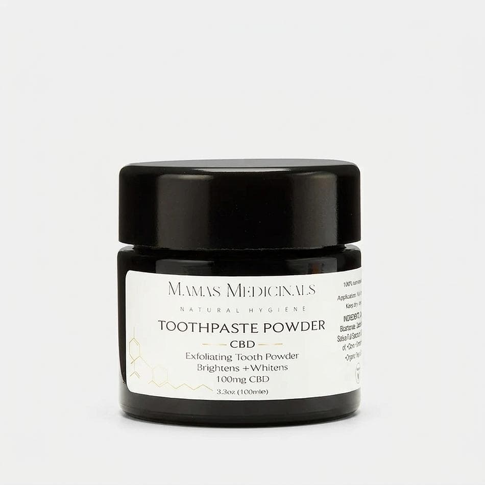 Toothpaste Powder with Papaya & Calcium Carbonate, Whitening Tooth Powder, Fluoride-Free, Essential Oils + 100mg CBD, 3.3 oz