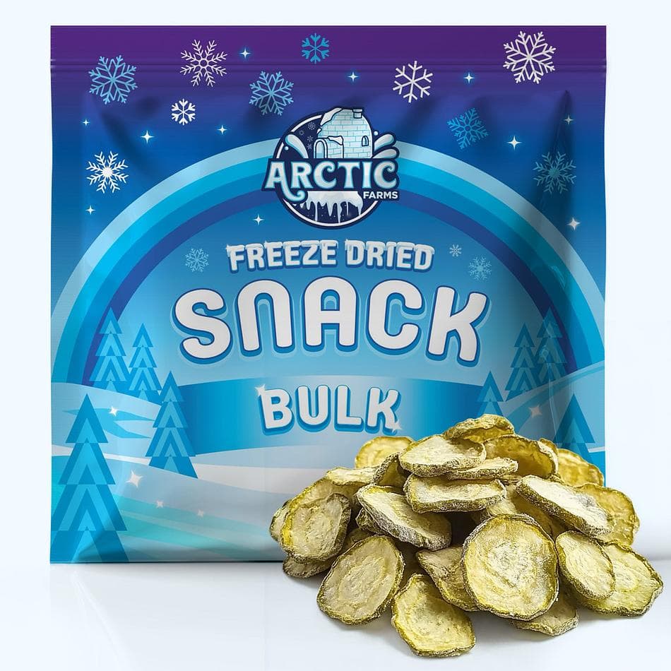 Freeze-Dried Dill Pickle Chips, Less Salty, Tangy Crunchy Pickle Snack, Bulk Bag (4 oz)