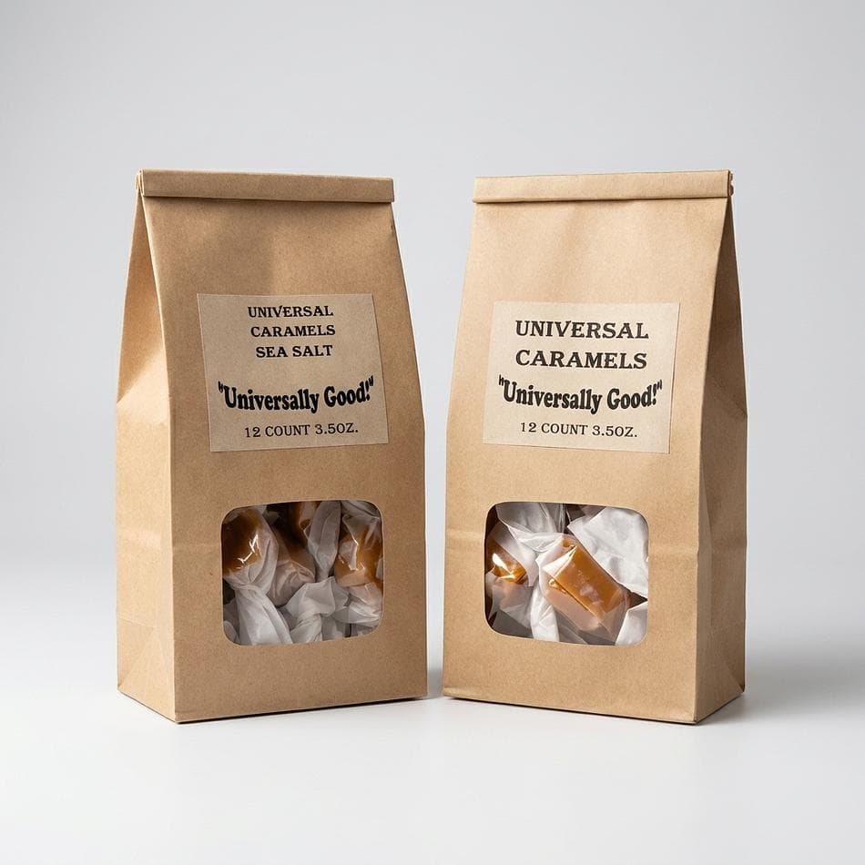 Mint Fudge Gourmet Caramels, Real Butter & Cream, Melt-in-Your-Mouth Treat, 12 Individually Wrapped Pieces