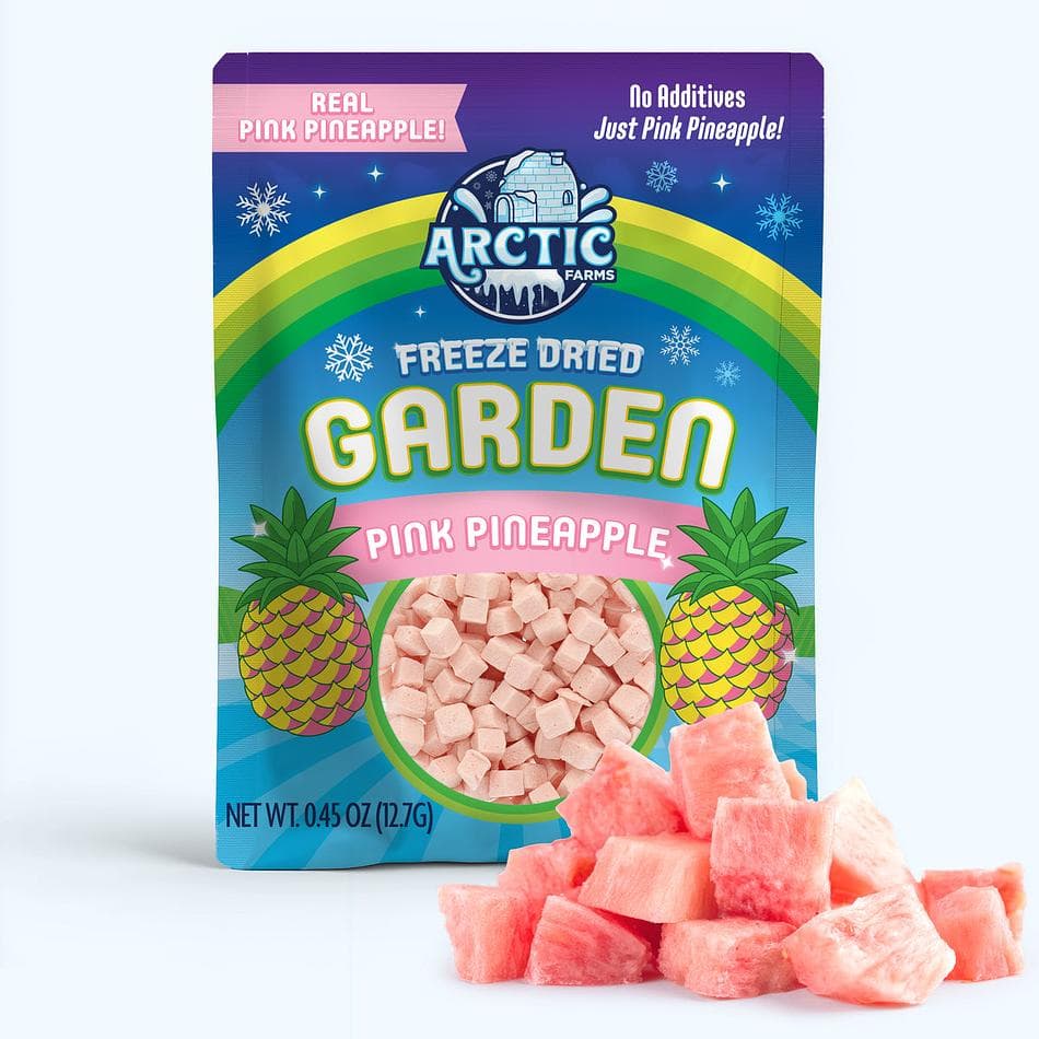 Freeze-Dried Pink Pineapple Pieces, Naturally Sweet & Vibrant Exotic Fruit Snack, Resealable Bag (0.45 oz)