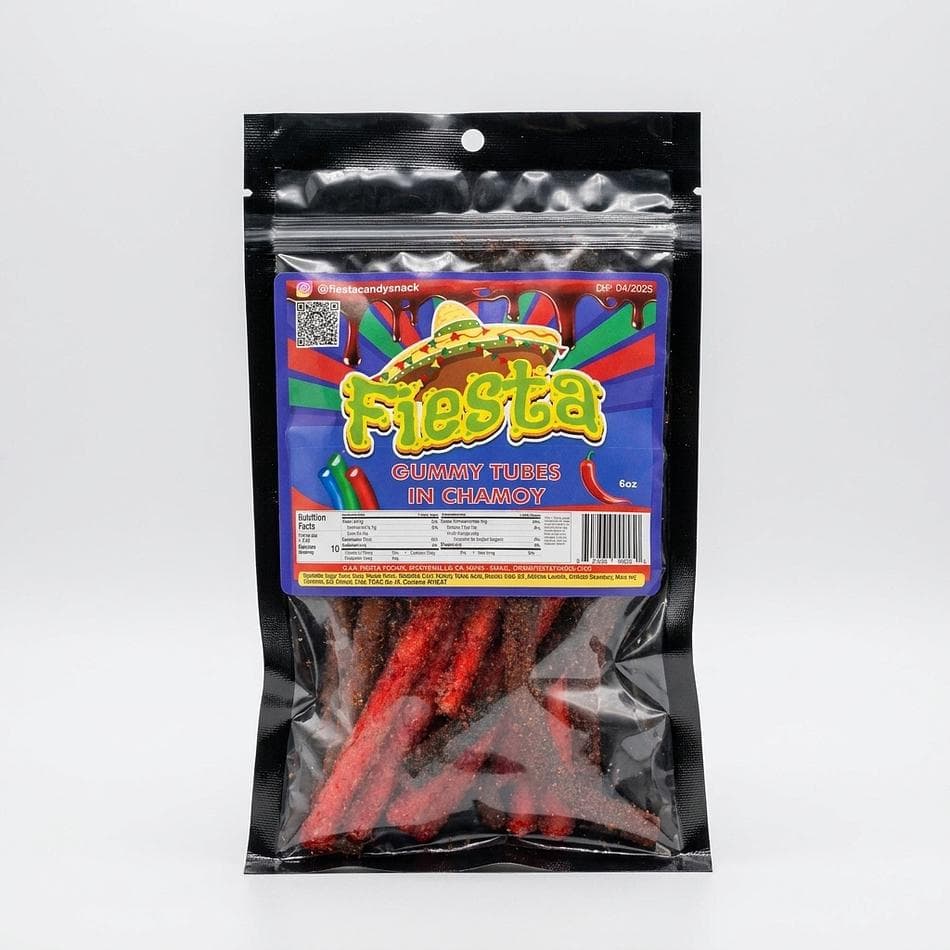 Chamoy Gummy Tubes, Spicy-Sweet Chamoy Coating, Mexican Candy Style, Chewy Gummy Bag