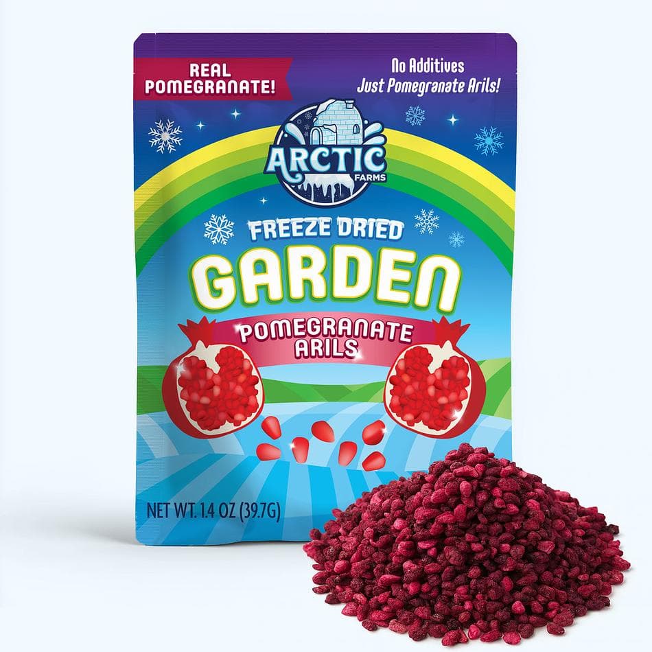 Freeze-Dried Organic Pomegranate Arils, Tart, Juicy Superfruit Snack, Pack of 3 Resealable Bags (1.4 oz each)