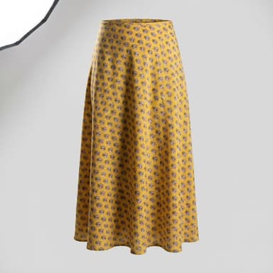 Maxi Wrap Skirt, Hand-Block Floral Print, Bright Yellow Sundrop, Adjustable Tie Waist, One Size