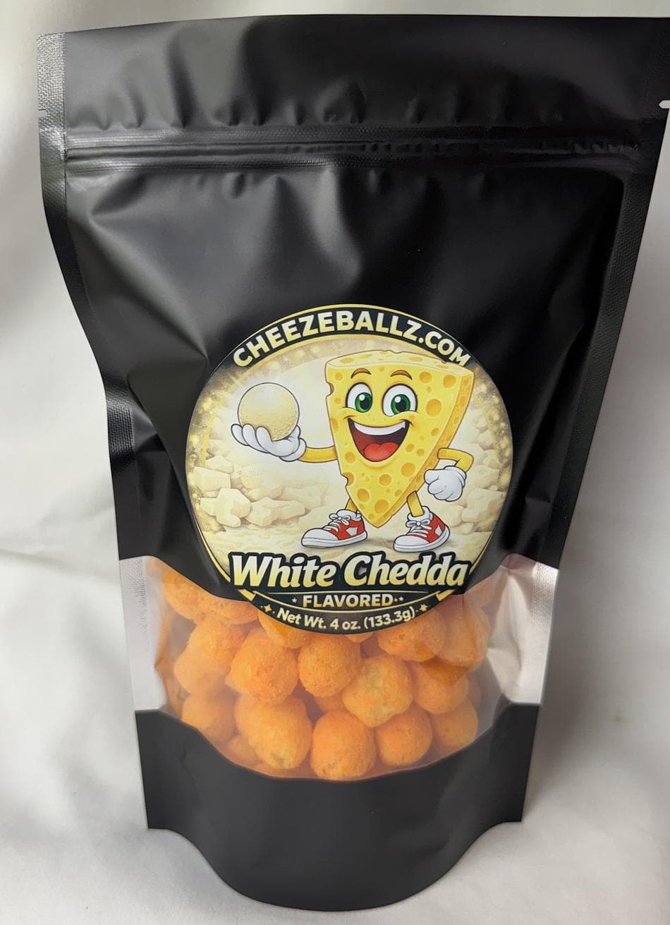 White Cheddar Cheese Balls (Cheese Puffs), Gluten-Free Crunchy Snack, Resealable Pouch, 4 oz Bag