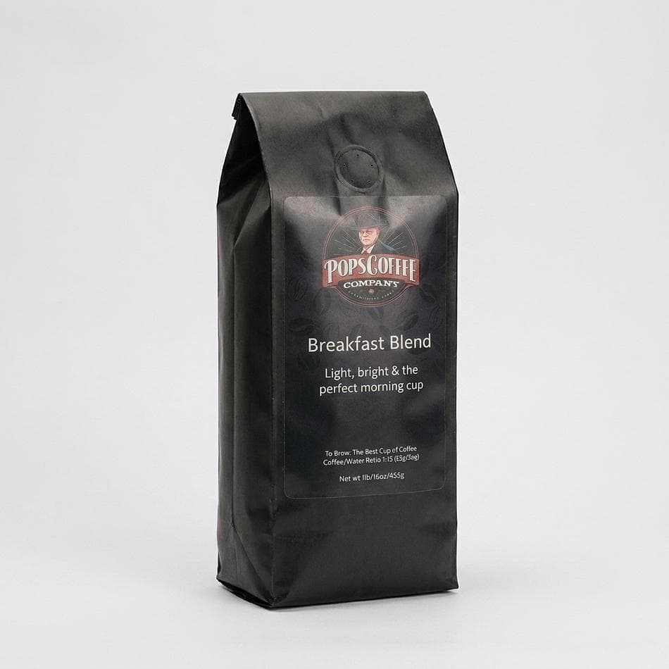 Air-Roasted Breakfast Blend Coffee, 100% Arabica, Smooth Daily Morning Cup, 1 lb Bag, Whole Bean or Ground