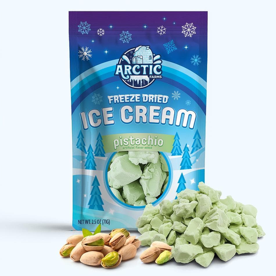 Freeze-Dried Ice Cream Bits, Pistachio, No-Melt Crunchy Snack, Shelf-Stable, Large Resealable Bag (2.5 oz)