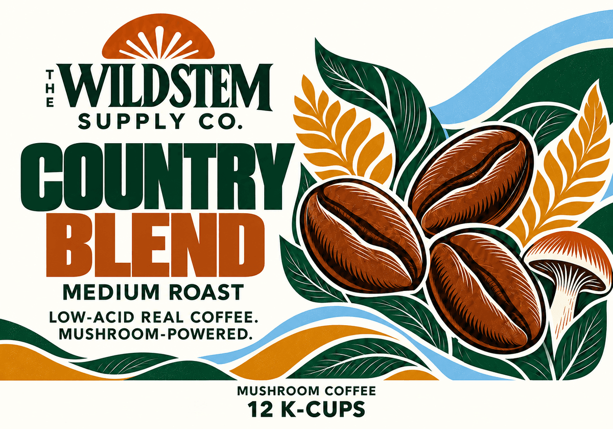 Wild Stem Country Blend Mushroom Coffee K-Cups (12 Count)