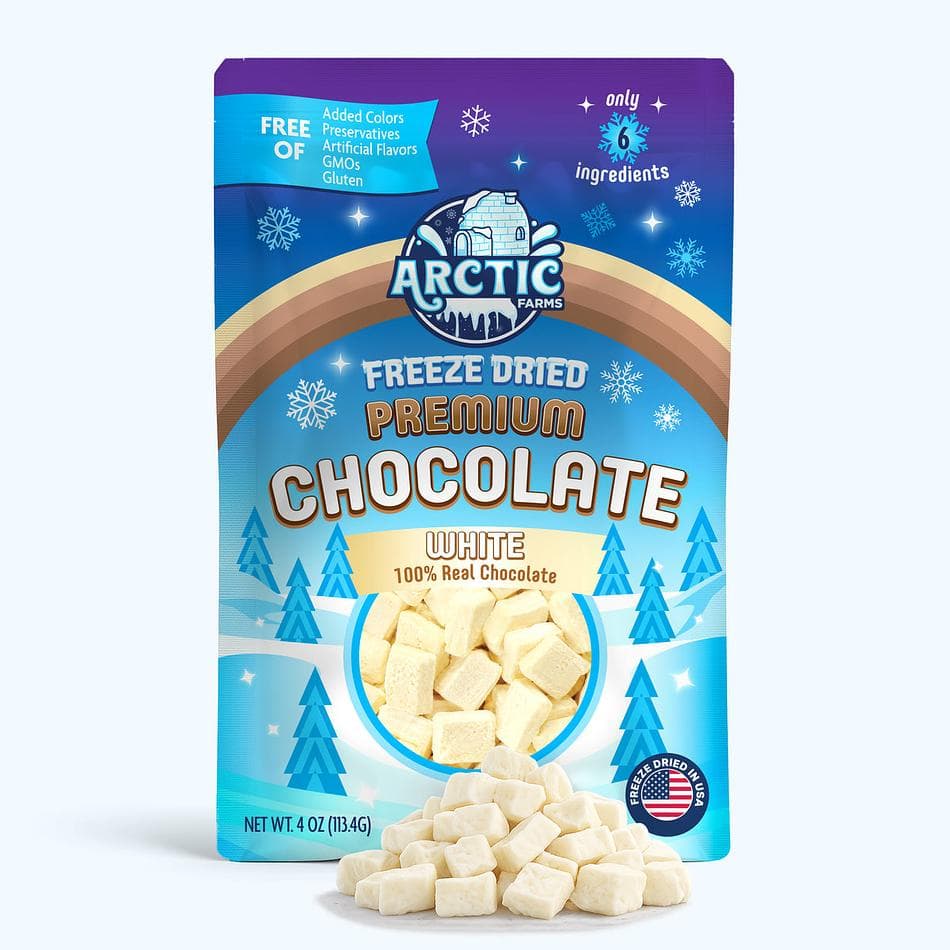 Freeze-Dried Belgian White Chocolate Callets, Cocoa Butter & Real Milk, Crunchy Melt-Away Snack, Large Resealable Bag (4 oz)