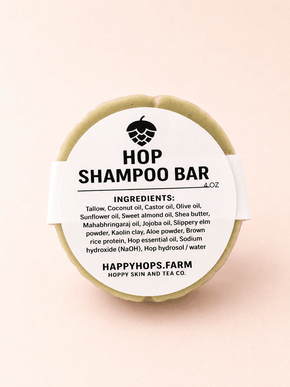 Hop-Infused Shampoo Bar, Tallow & Shea Butter, Rosemary Essential Oil, Nourish & Strengthen Hair, 1 Bar