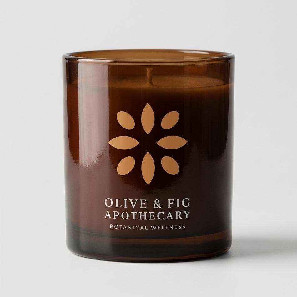 2-Wick Amberwood Candle by Olive & Fig Apothecary, Coconut Apricot Wax, Cocoa Butter & Cedar + Vanilla, 11 oz, 50+ Hr Burn