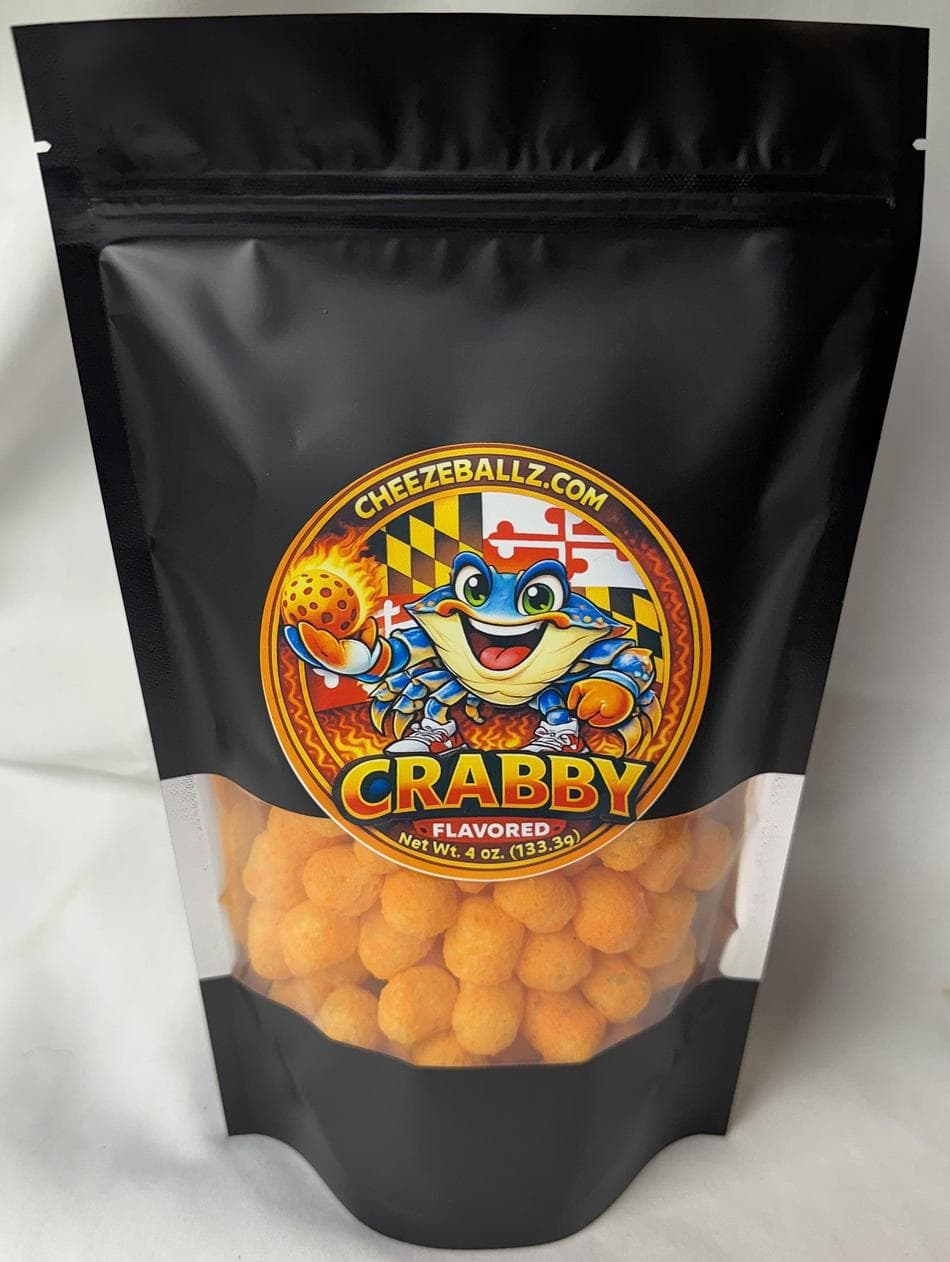 Gourmet Cheese Balls, Maryland Crab Seasoning Flavor, Gluten-Free Crunchy Snack, Resealable 4 oz Pouch