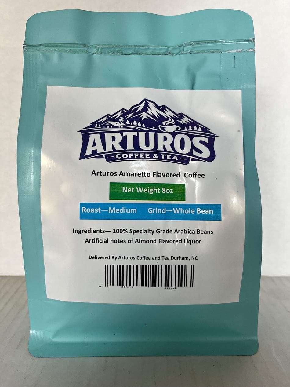 Amaretto Flavored Whole Bean Coffee, 100% Arabica Medium Roast, Almond & Marzipan Notes, 8 oz Bag