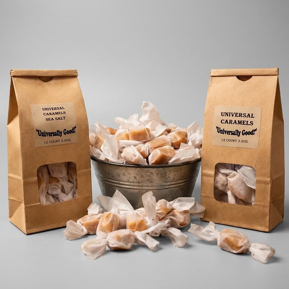 Peach Soft Caramels, Real Butter & Cream, Melt-in-Your-Mouth Chewy Candy, Hand-Wrapped, 32-Piece Bag
