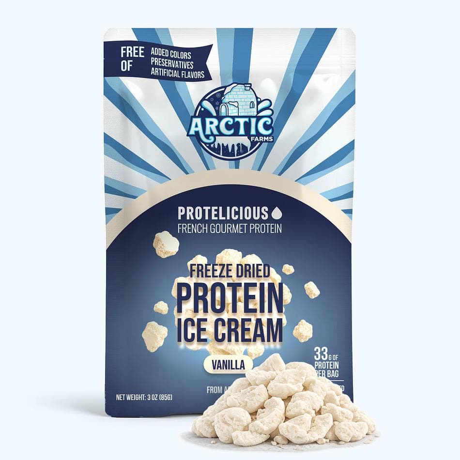 Freeze-Dried Protein Ice Cream Bites, A2A2 Milk & Madagascar Vanilla, Zero Added Sugar, Crunchy Snack, Large Resealable Bag (3 oz)