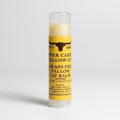 Tallow Lip Balm Stick, Grass-Fed Beef Tallow & Beeswax, Lavender, Deep Hydration for Chapped Lips, 1-Pack