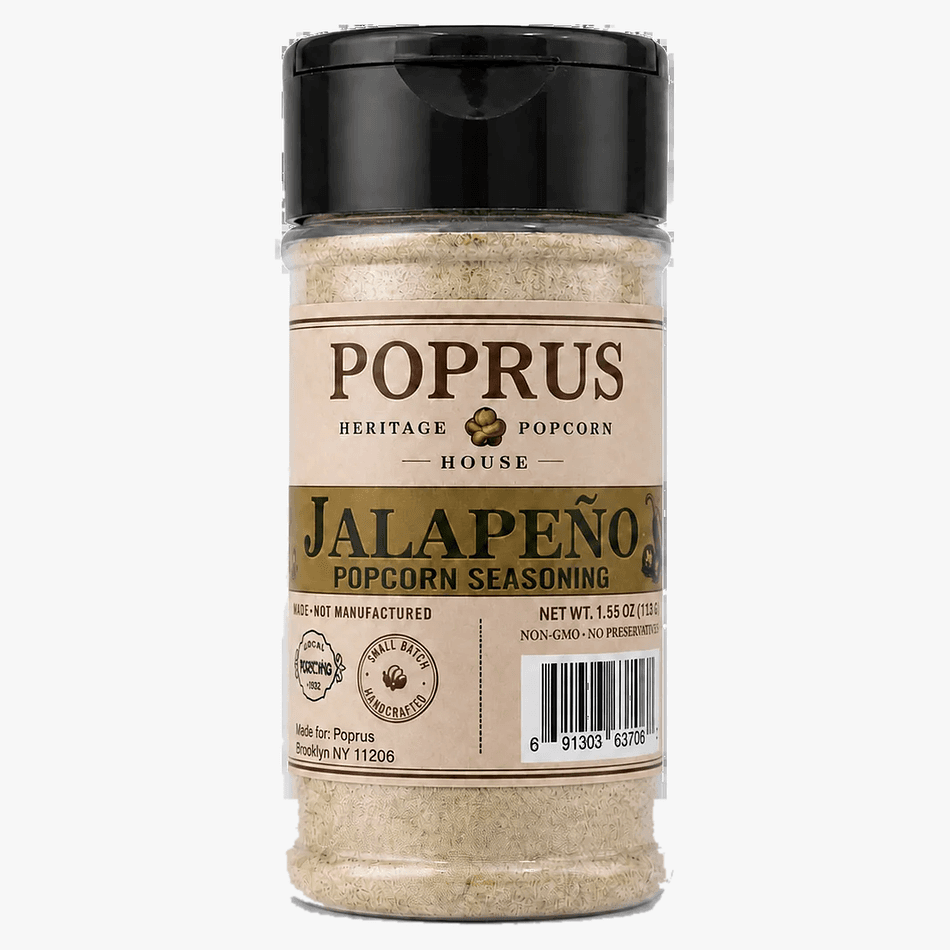 Jalapeño Popcorn Seasoning, Garlic & Onion Blend, Spicy Savory Kick, Dairy-Free Kosher Parve, 1.55 oz Shaker
