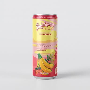 Moringa Fruit Soda, Strawberry & Banana, Low Sugar Refreshing Recovery Drink, 12-Can Case