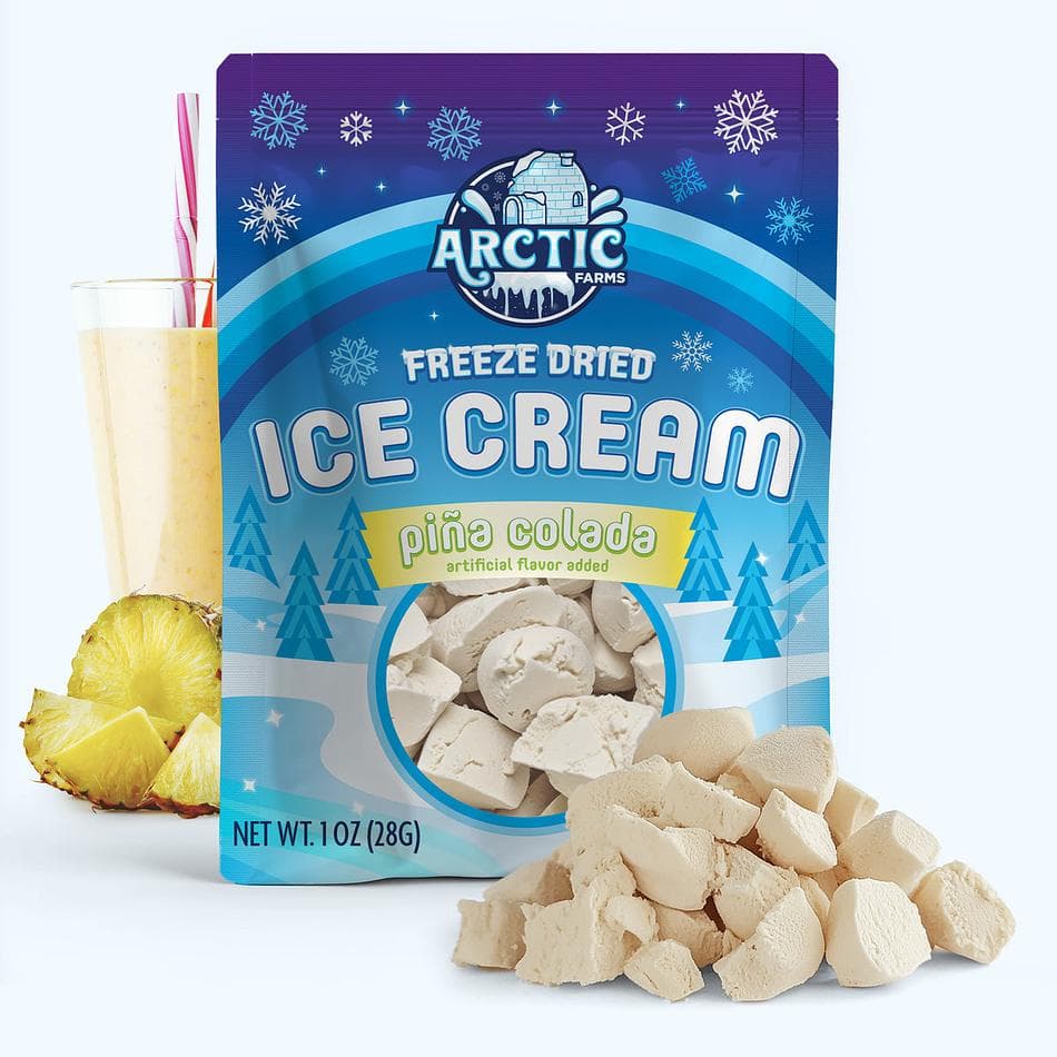 Freeze-Dried Ice Cream Bits, Pina Colada, No-Melt Crunchy Snack, Shelf-Stable, Resealable Bag (1 oz)