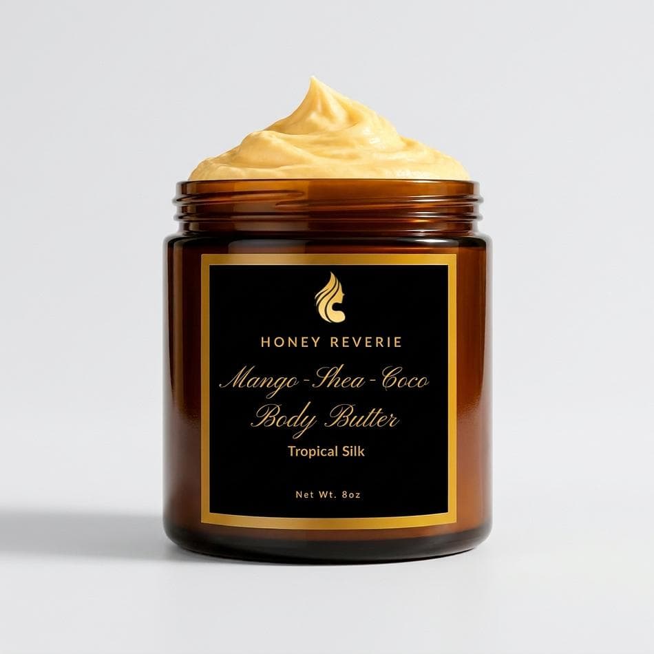 Body Butter, Mango + Shea + Cocoa Butters, Deep Moisture for Dry Skin, 8 oz Jar