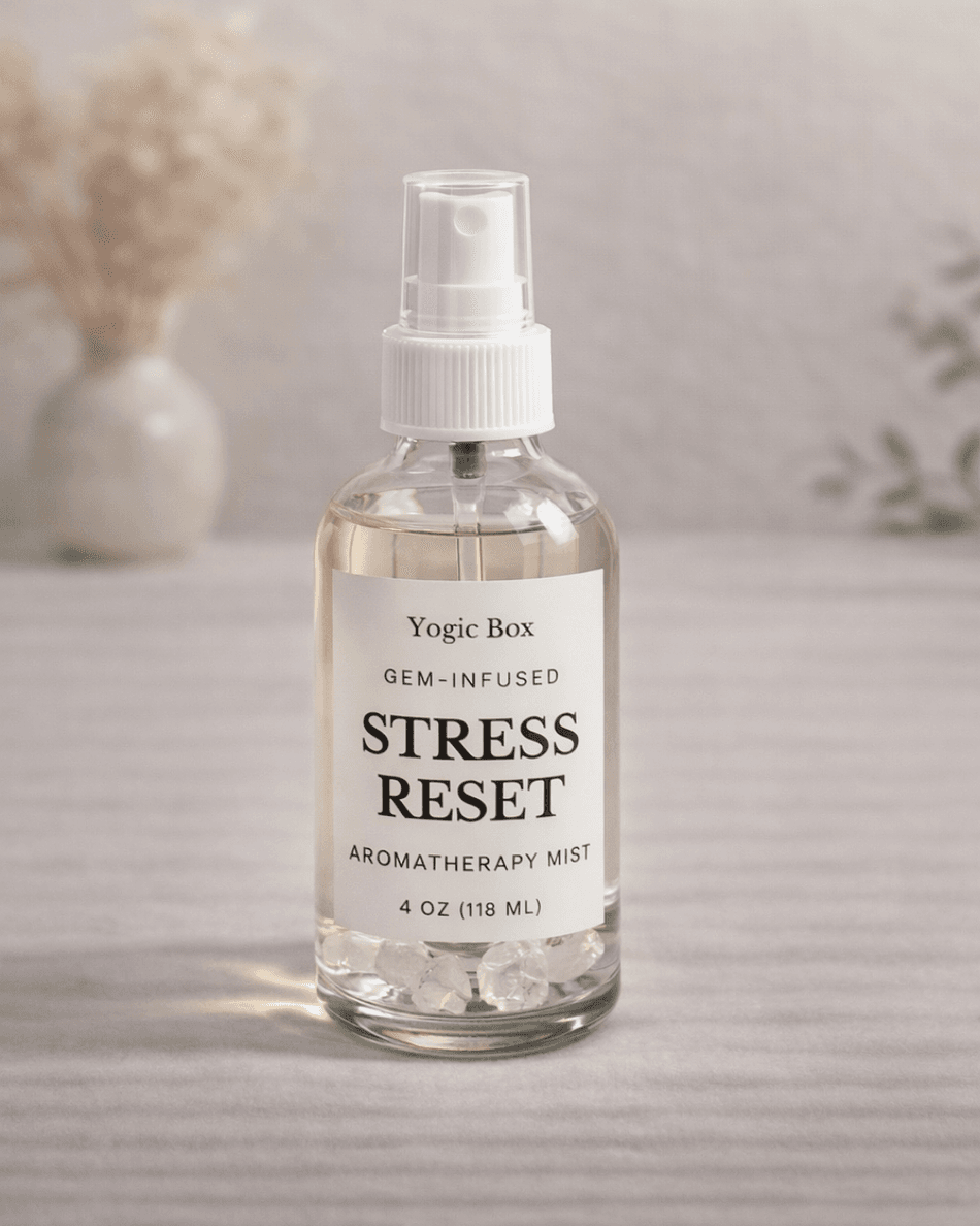 Aromatherapy Stress Reset Mist for Room, Linen and Shower, Orange, Bergamot, Rose, Clear Quartz, 4 oz
