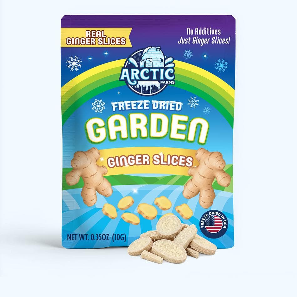 Freeze-Dried Ginger Slices, 100% Ginger Root, No Sugar Added, Spicy Crunch for Tea & Cooking, Pack of 3 Resealable Bags (0.35 oz each)