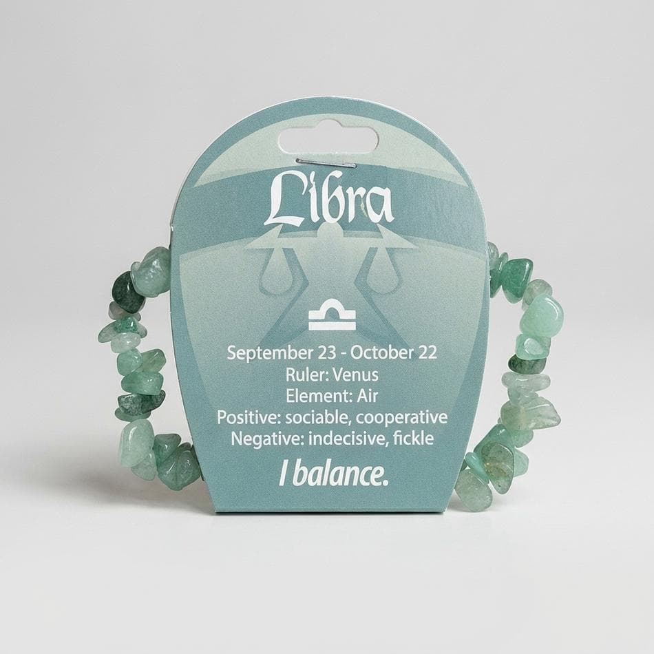 Libra Zodiac Crystal Bead Bracelet, Energy Stones for Balance & Harmony, Stretch Fit (Size/Bead Size Not Listed)