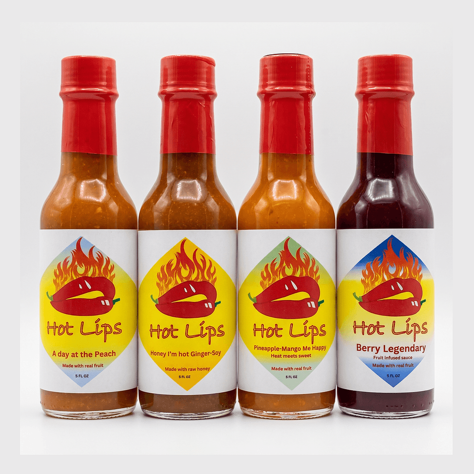 Hot Sauce Variety Pack, Pineapple Mango & Honey Ginger + Peach & Berry, Sweet Heat Gift Set, 4-Bottle Bundle