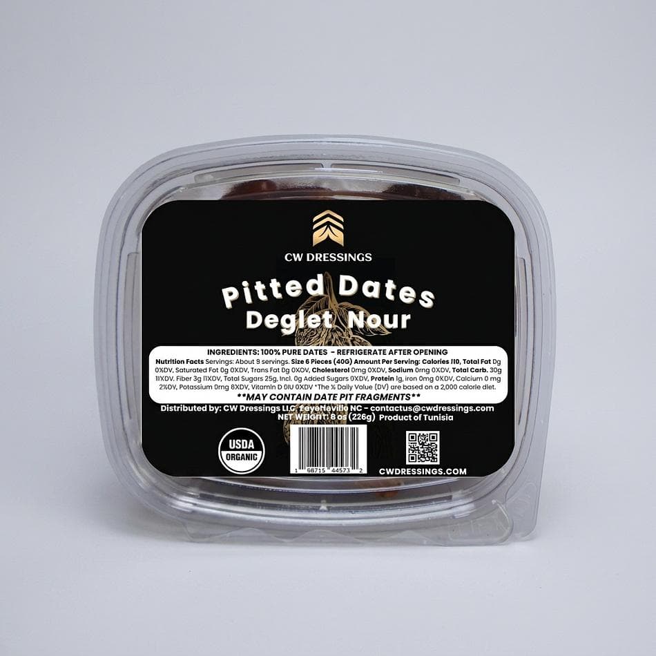 Organic Pitted Deglet Nour Dates, Raw & Unsulfured, Soft Chewy Snack, 8 oz
