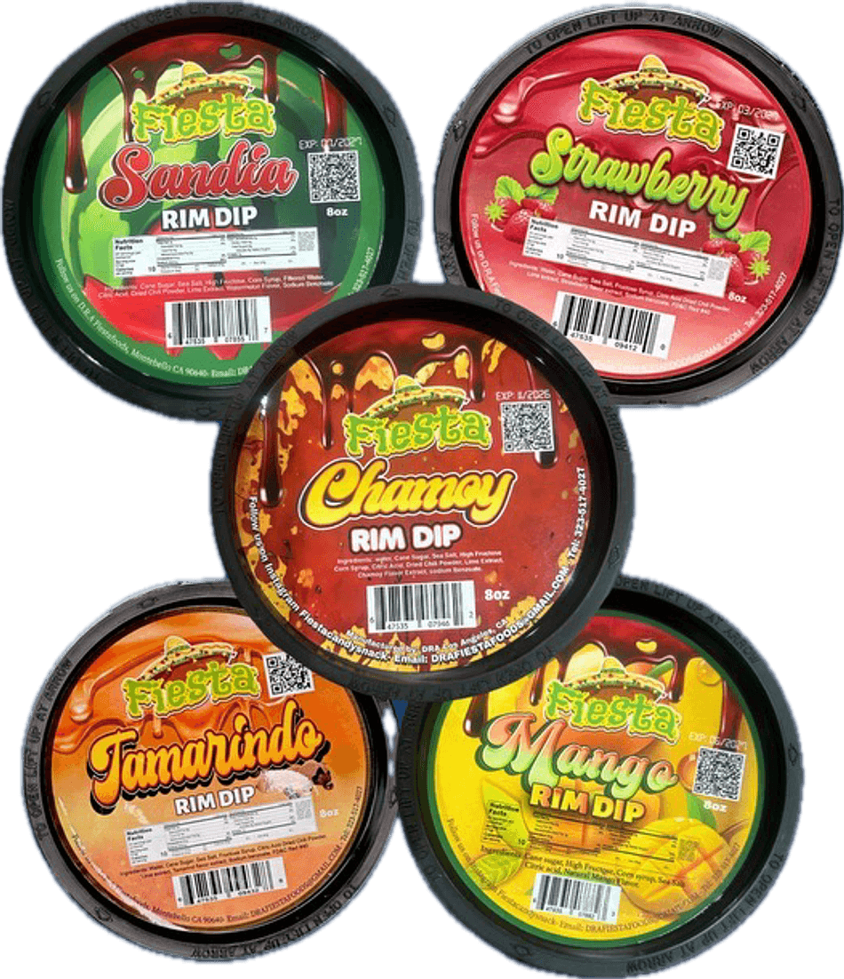 Chamoy Rim Dip Variety Bundle, Tamarindo Mango Watermelon Strawberry, Sweet Tangy Spicy Drink Rimmer, 5-Pack