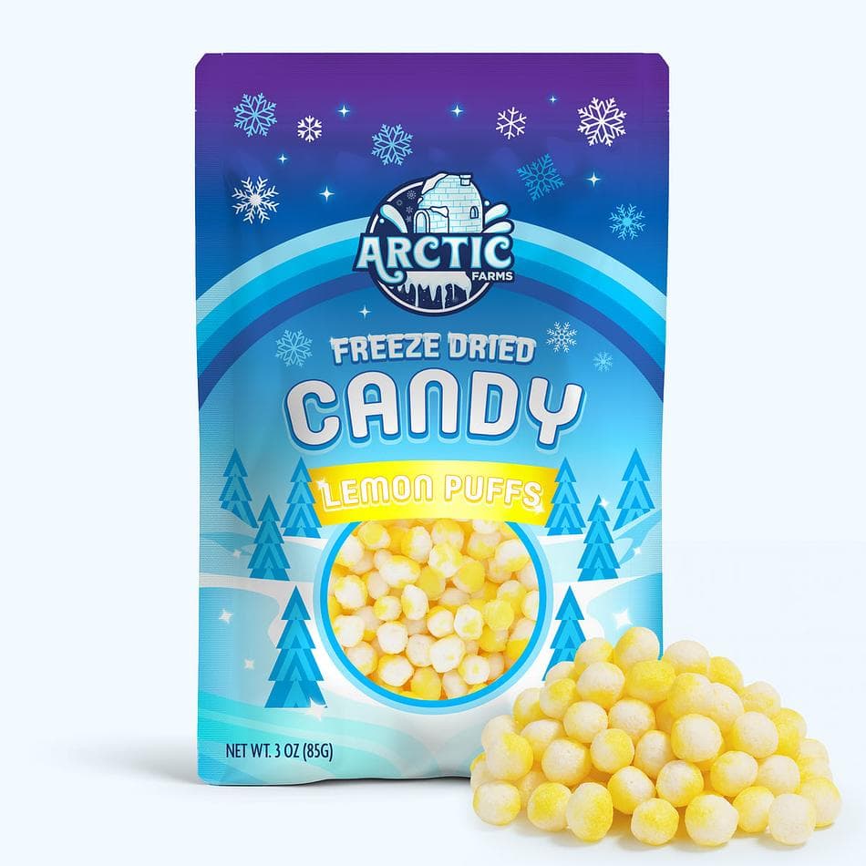 Freeze-Dried Lemon Puffs, Classic Puffs, Bright, Tart, Ultra-Crunchy Lemon Candy, Large Resealable Bag (3 oz)