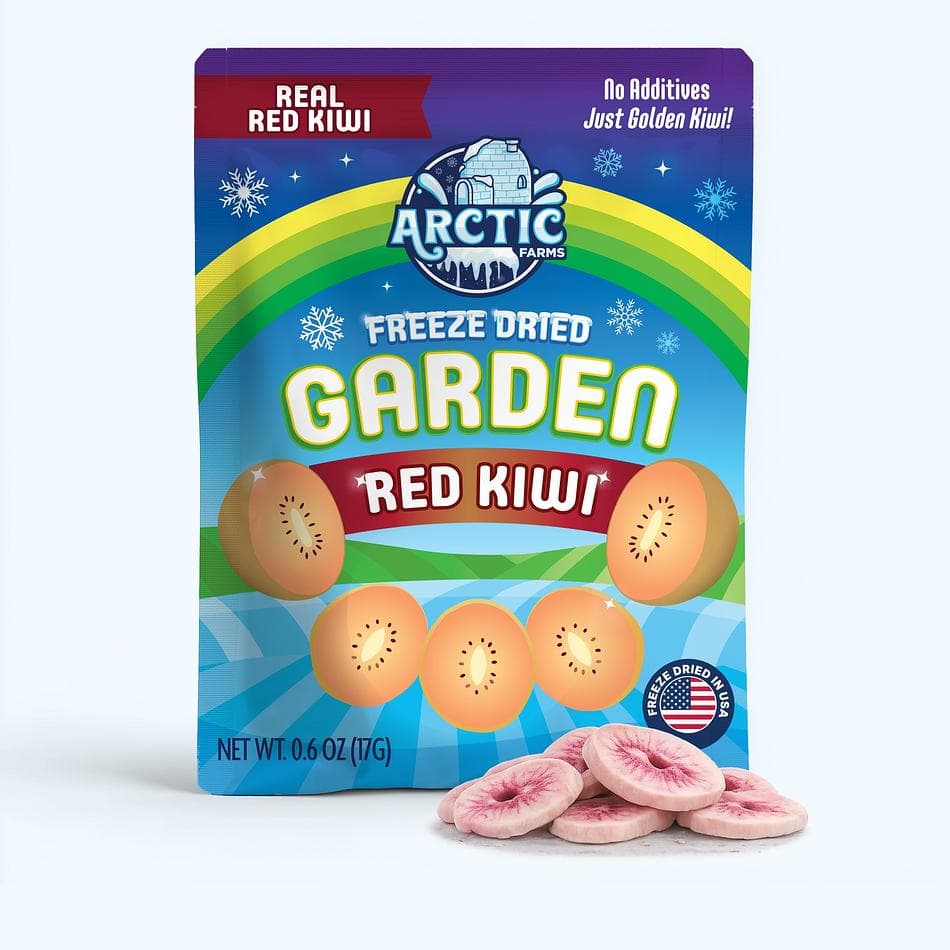 Freeze-Dried Red Kiwi Slices, 100% Fruit, Naturally Tart-Sweet Crunch, No Added Sugar, Resealable Bag (0.6 oz)