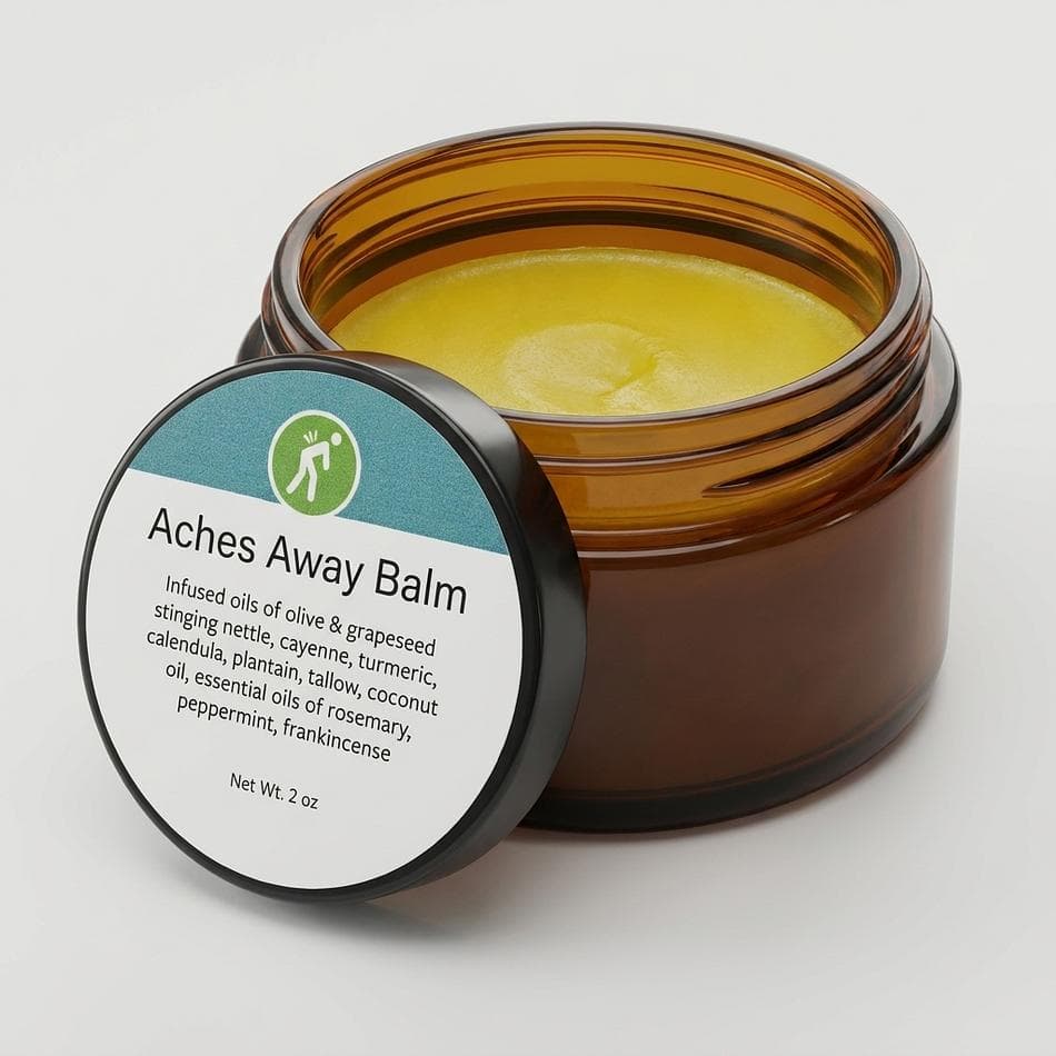 Herbal Warming Pain Relief Balm, Nettle, Turmeric & Cayenne, Minty Comfort for Joints & Muscles, Leak-Proof Jar